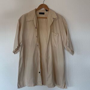 Men's Beige Casual Button Down Shirt